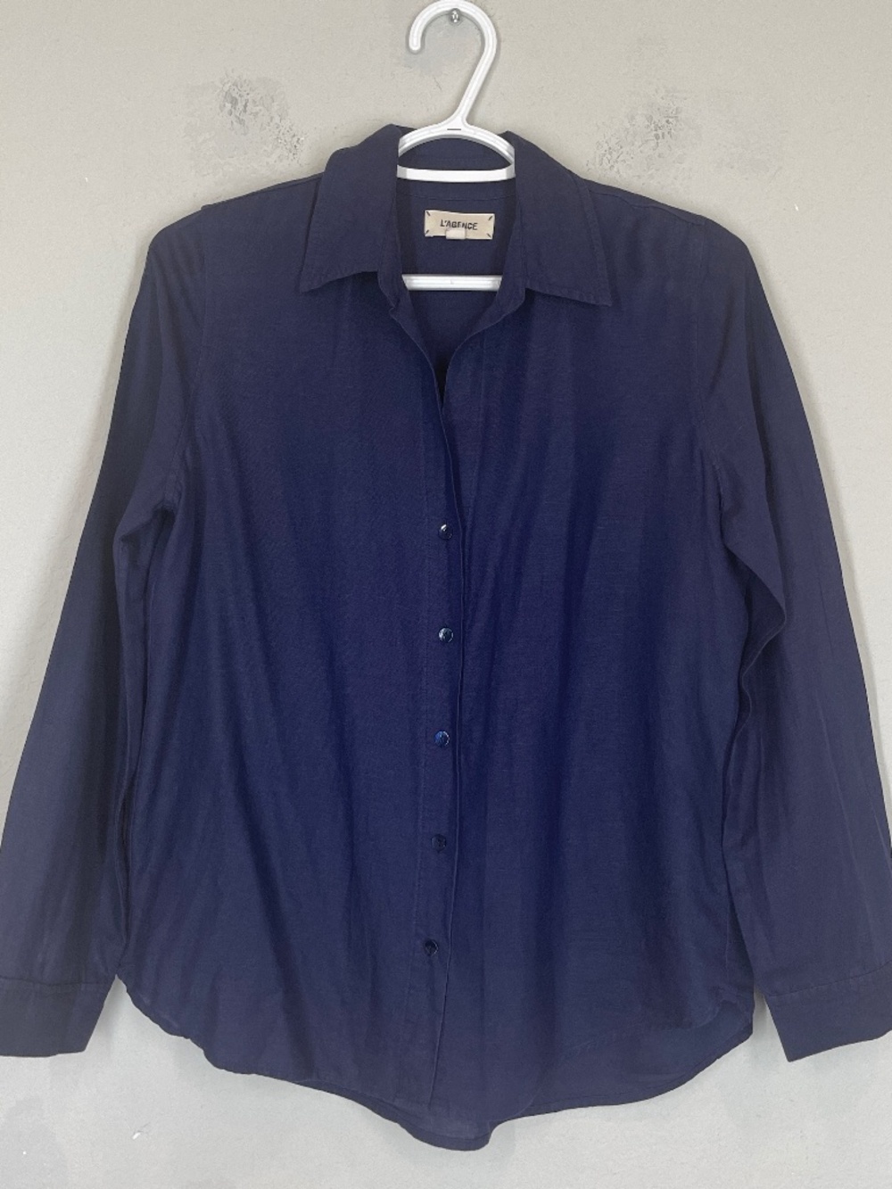 L'Agence Women's Blue Button Up Shirt Size XS Blue Long Sleeve Linen Rayon